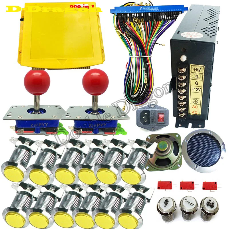 US $103.82 Newest AUS 999 in 1 diy arcade cabinet kit pandora 5S game board arcade PCBjoystick LED push buttonWire harnesspower supply