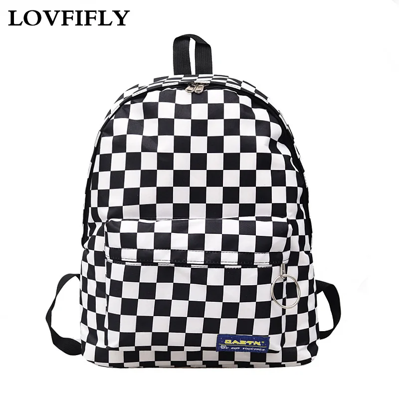 

Unisex Lattice Backpacks Trend Fashion Casual Bookbag High Capacity Cotton Cloth Bagpack Teenager Couples Korean Backpack Women