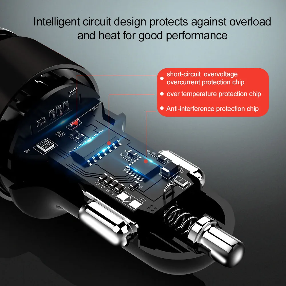 Quick Charge 4.0 3.0 Car Charger for iphone 11 Mobile Phone Universal Dual Usb LED Adapter for samsung xiaomi Mini Car-Charger (4)