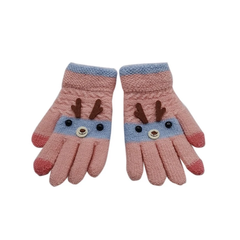 Зимние Детские перчатки; детские вязаные зимние шерстяные вязаные перчатки для маленьких девочек и мальчиков; детские перчатки на бретельках - Цвет: P