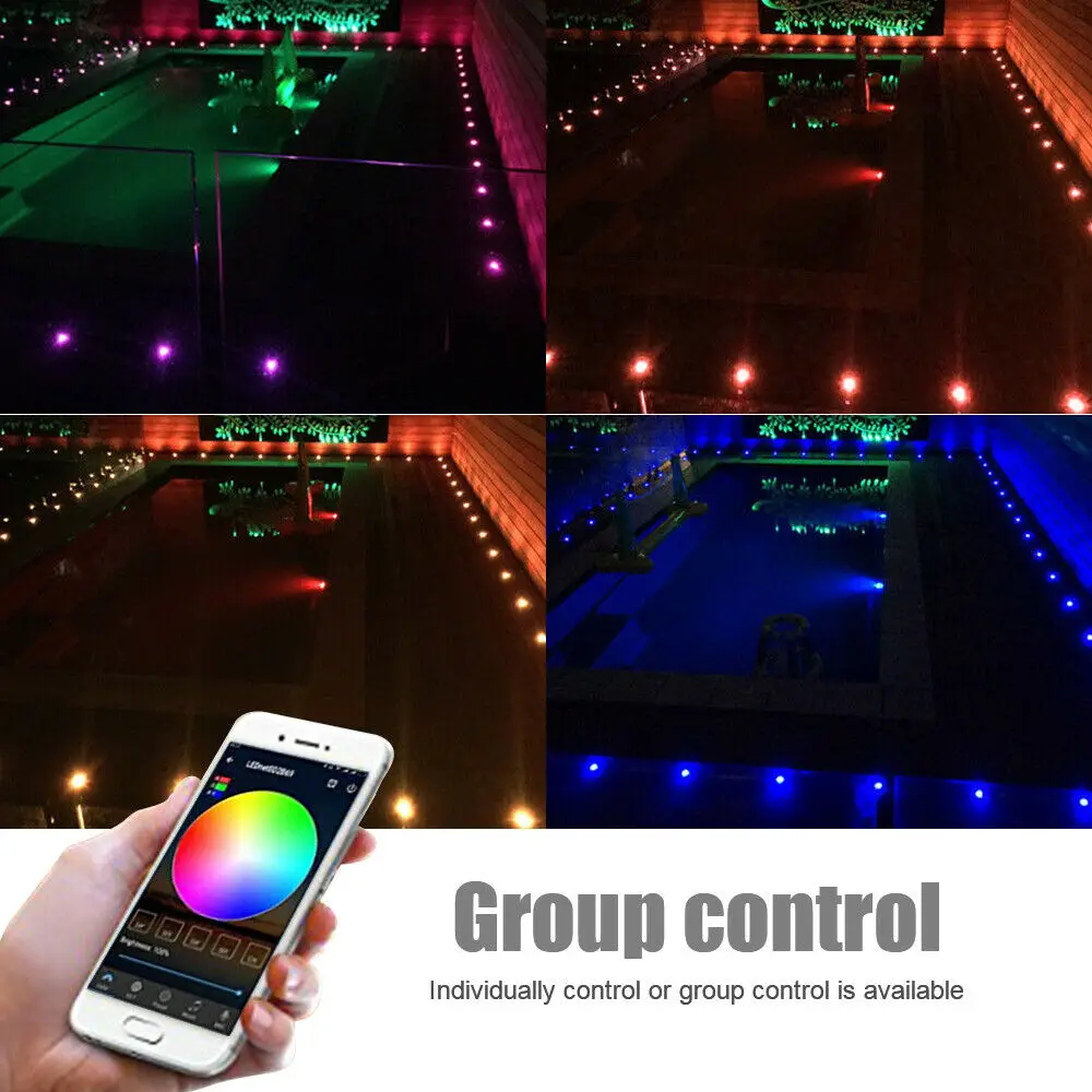 Jardim ao ar Conduziu a Luz do Assoalho Pces Wifi Bluetooth App Rgb Led Recessed Floor Spotlight Cozinha Terraço Livre Deck Luzes Caminho 6 30mm 8 6 pces 30mm wifi bluetooth app rgb