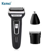 KEMEI 3 в 1 Мужской электробритва, перезаряжаемый триммер для бороды, портативная электрическая бритва для носа, ушей, триммер для стрижки волос