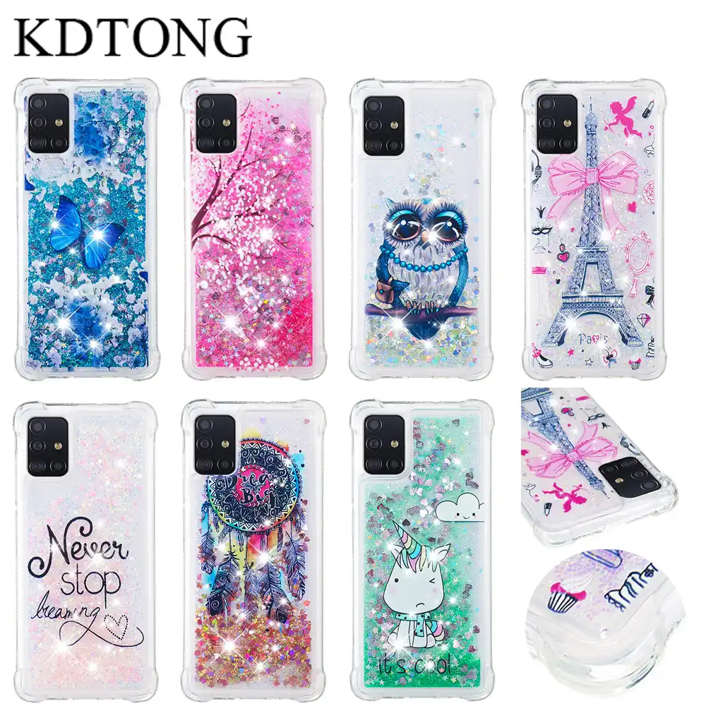 Fashion Glitter Liquid Case For Samsung Galaxy A51 A71 Case Cute Liquid Soft Silicone Tpu Anti Fall Cover For Galaxy A71 Case Phone Case Covers Aliexpress