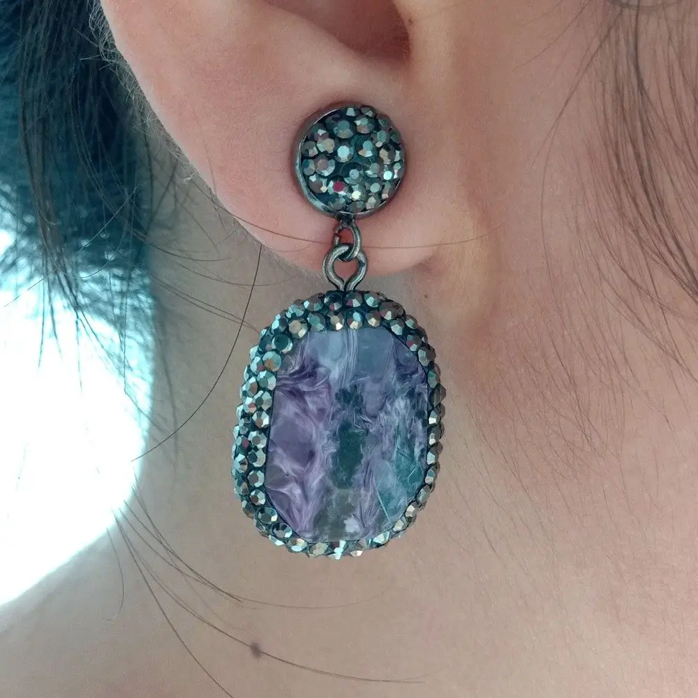 

Natural Purple Charoite Earrings