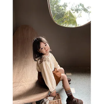 

baby girl embroidered shirts children 2020 autumn new long sleeved loose fashion tops