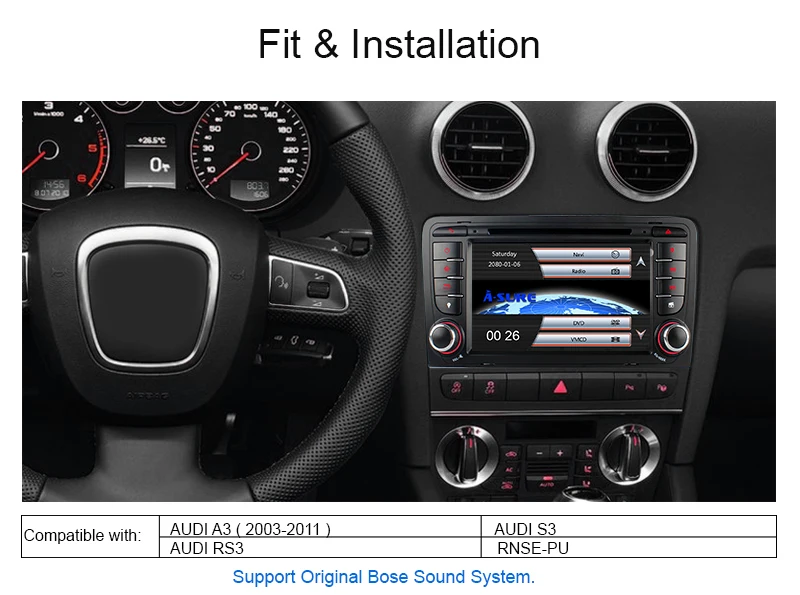 A-Sure 7 дюймов 2 Din 16G Авто Радио Стерео dvd-плеер gps навигация для AUDI A3 S3 RS3 8V 8PA DAB 3g Bluetooth SWC Bluetooth