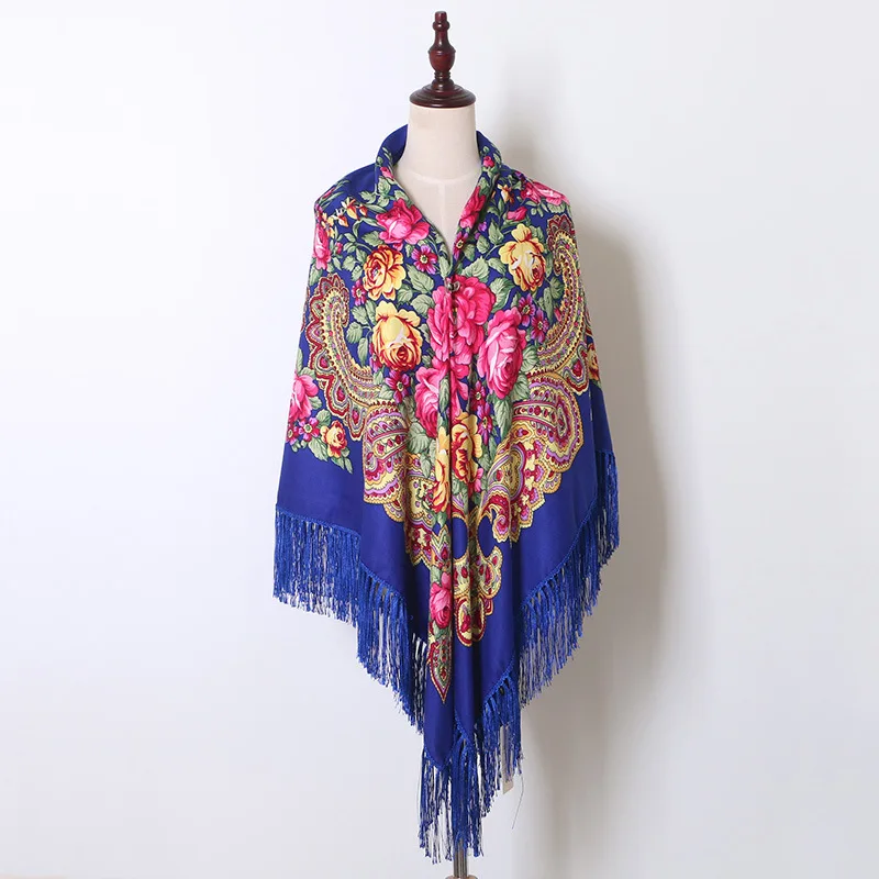 160x160cm Extra Big Square Scarf Russian Brand Cotton Long Tassel Scarf Spring Winter Shawl Women Floural Female Pashmina Cape