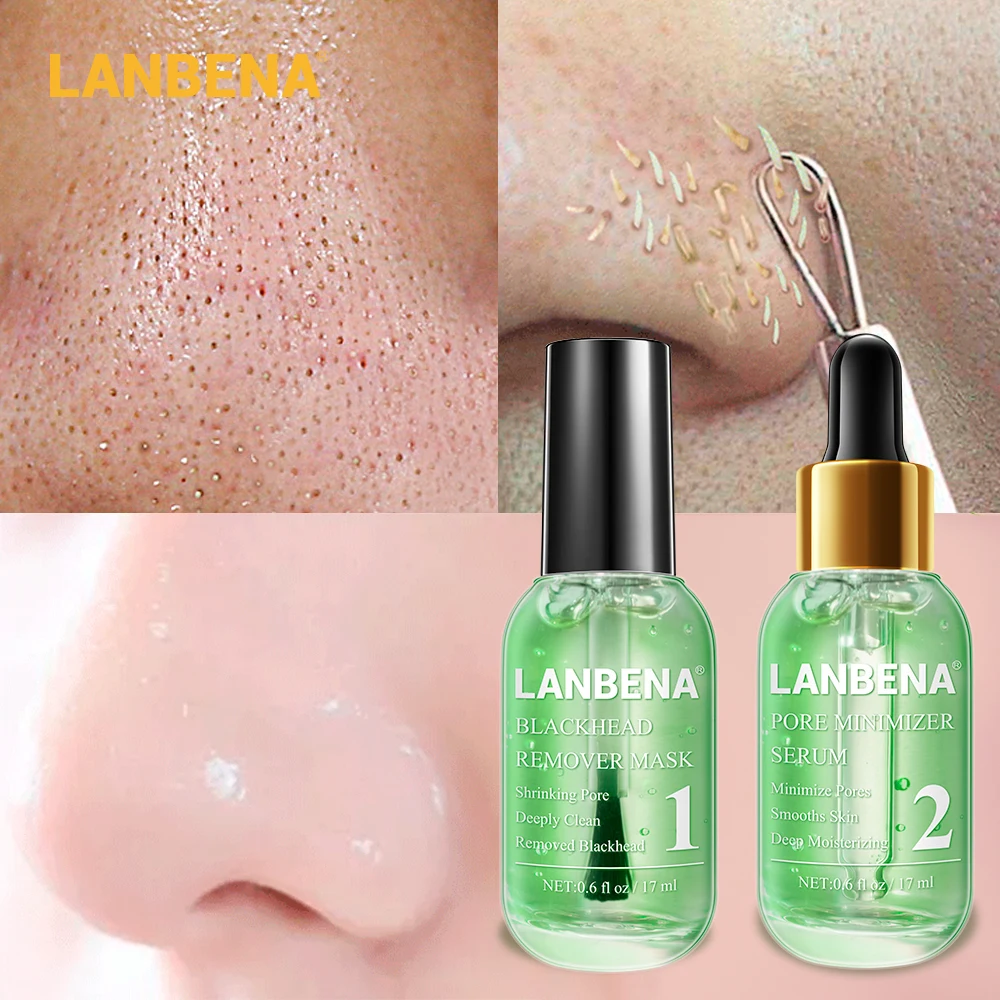 LANBENA Blackhead Remover Serum Set Deep Cleaning Shrinking Pore Acne Treatment Smoothing Firming Skin Care Essence Beauty |