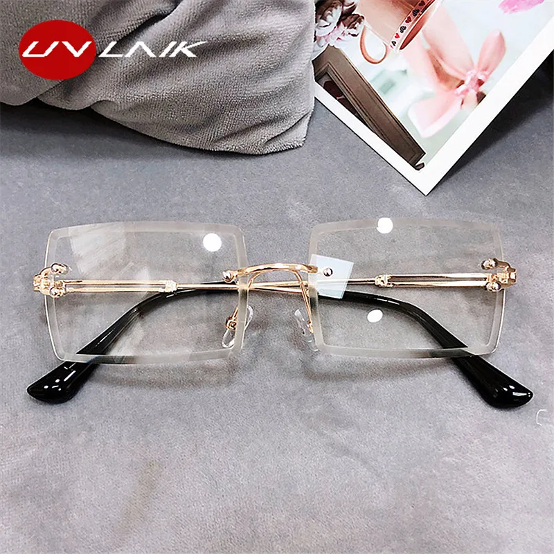 UVLAIK Rimless Glasses Frames Women 