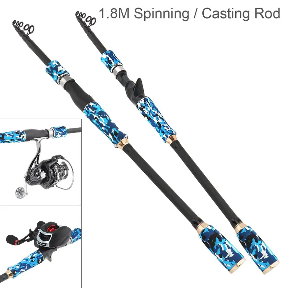 Hard Carbon Spinning Rod Fiber Fishing Rod Travel Spinning Rod Tackle Pole US 