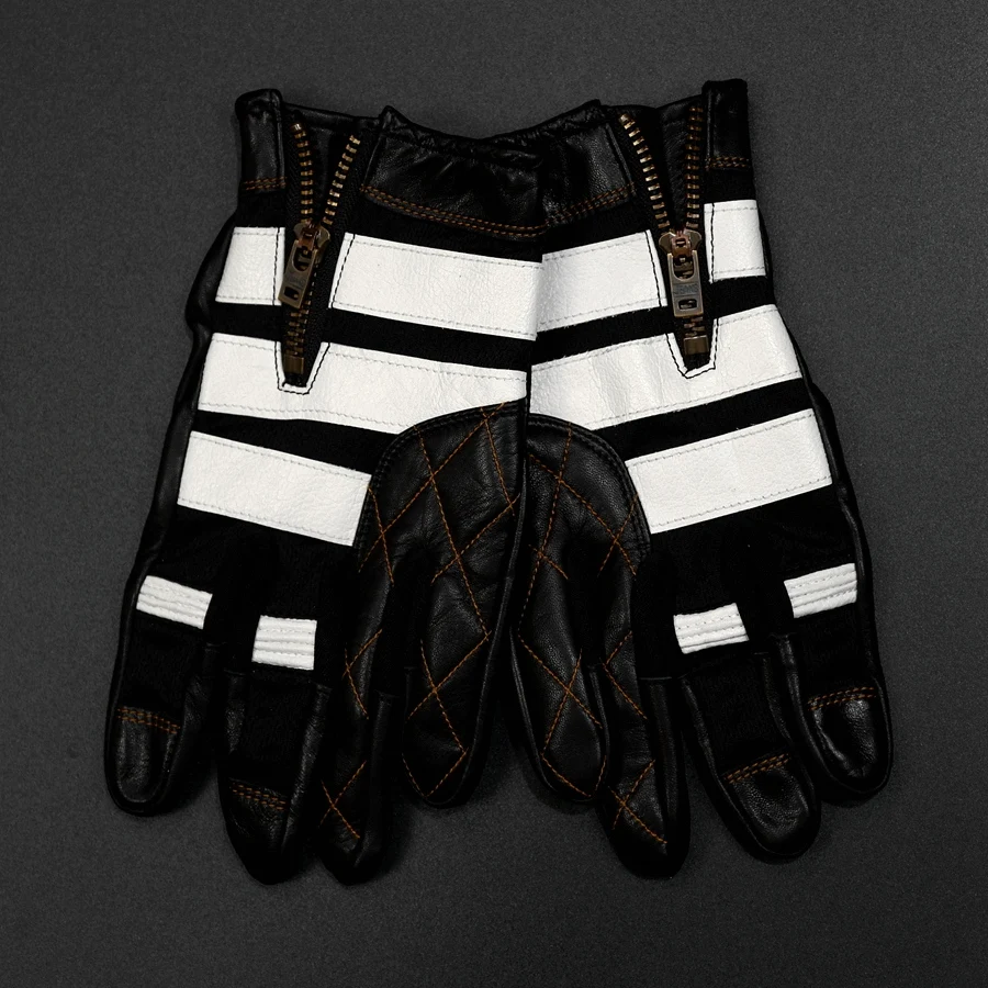 Stripe  vintage leather Glove 5