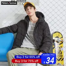 Metersbonwe толстый пуховик мужской зимний теплый 80% серый утиный пух пальто с капюшоном однотонное модное мужское пальто Верхняя одежда