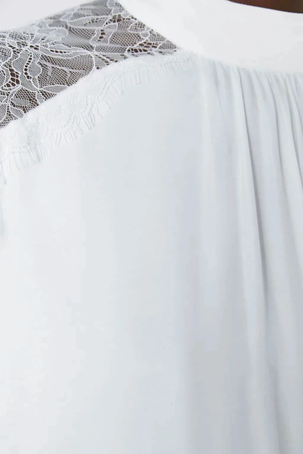 ZA блузка рубашка для женщин сшивание Тюль сатин топы белый шифон кружево прозрачный рукав Повседневная Женская блузка женская одежда