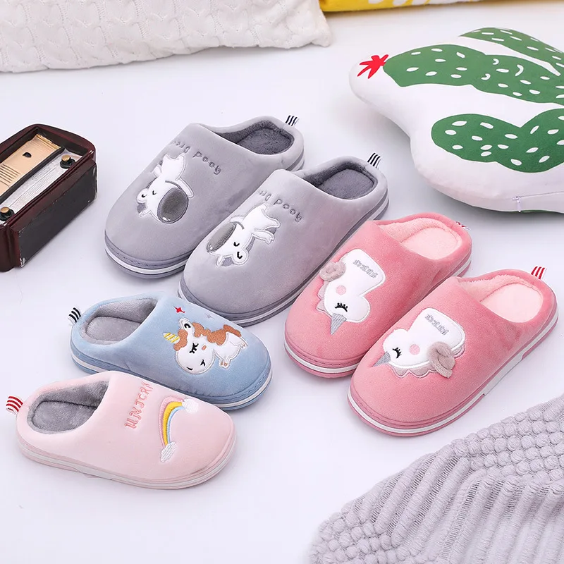 

Parents and Children Home Slipper Autumn Winter Father Mother A Wood Floor Warm Double Thickened Cotton Slipper Womens Shoes T09
