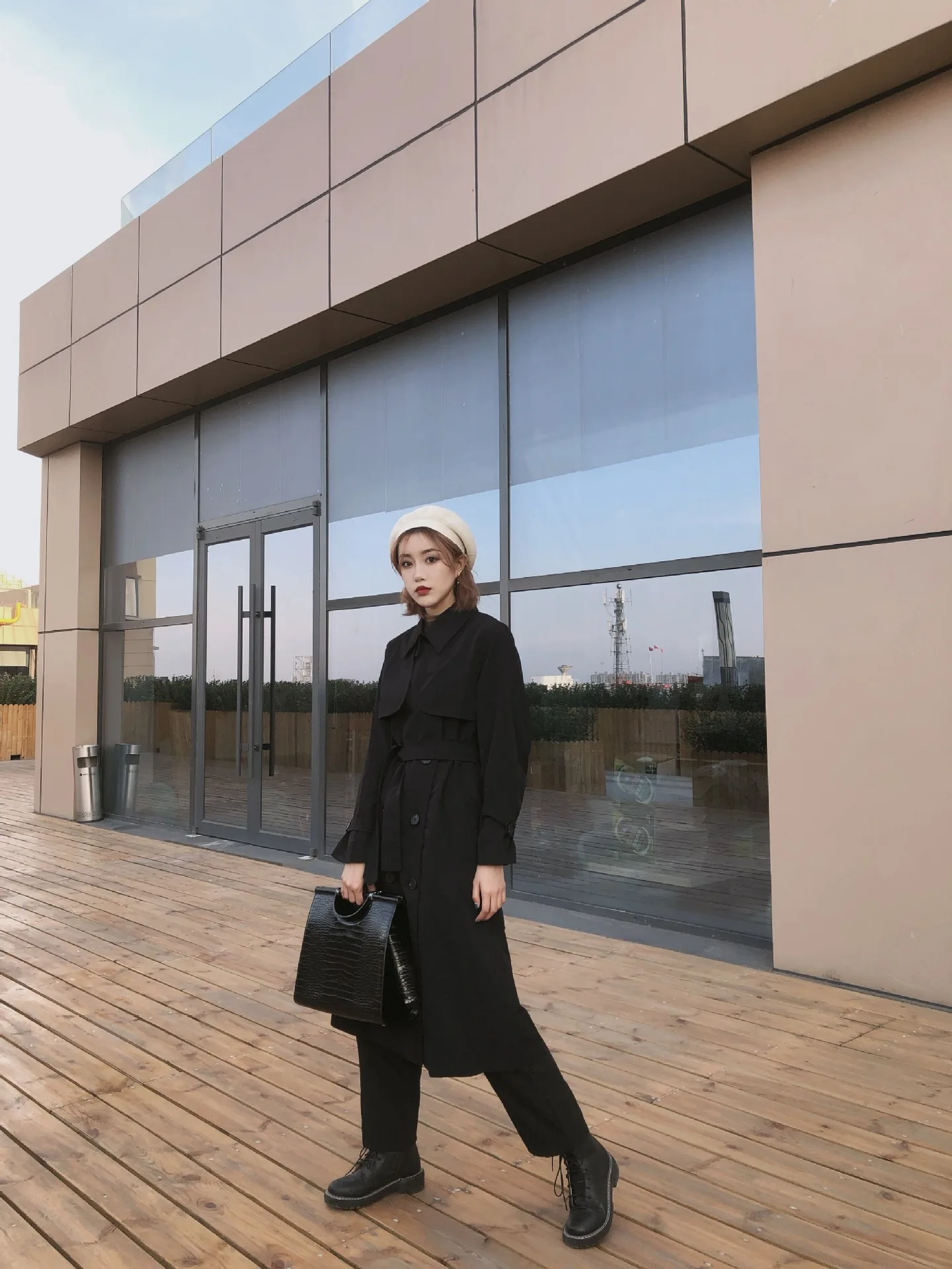 Южная Корея Dongdaemun стиль Модное осеннее женское двубортное свободное повседневное пальто на шнуровке Тренч