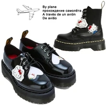 Loafers Women Ankle Boots Slip-On Kitty cat Martens Genuine Leather Spring Autumn Cartoon Animation Shoes for Women Footwear