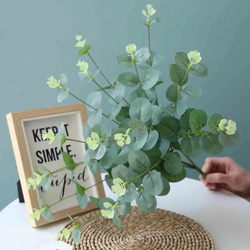 50 см шелк искусственный цветок зеленый Эвкалиптовый филиал домашнее украшение для свадебного стола поддельные цветочные композиции рождественское растение денежный лист
