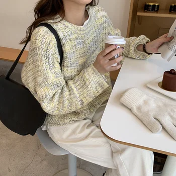 

Lazy wind noise short sweater women's 2019 winter Korean version of loose casual knitted hair
