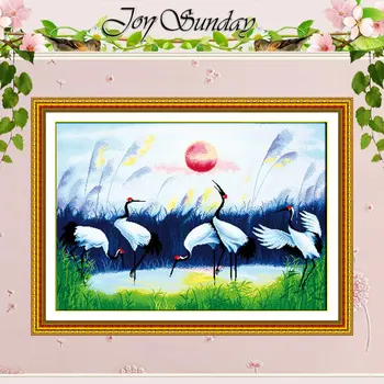 

Five cranes picture Patterns Counted Cross Stitch DIY 11CT 14CT Cross Stitch Set Animals Cross-stitch Kits Embroidery Needlework