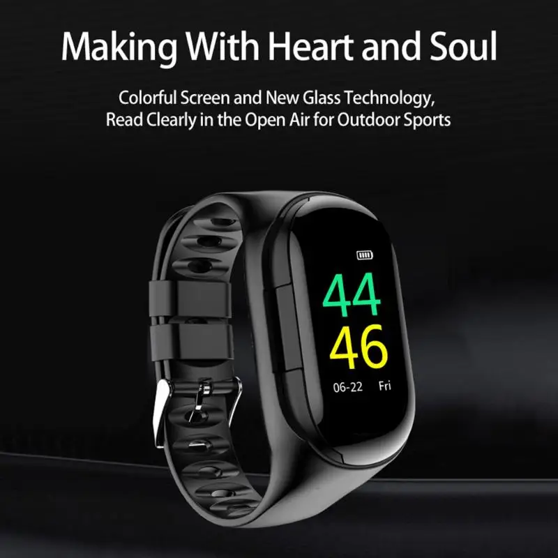 M1 Smart Watch with Bluetooth Earphones Heart Rate Monitor Smart Wristband Long Time Standby Sport Smartwatch with TWS Earbuds