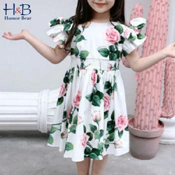

Humor Bear Girls Dress 2020 NEW Summer Wedding Flowers Sweet Princess Party Dress Flying Sleeve Toddler Baby Kids Girls Clothing