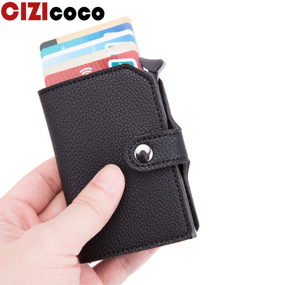 

Men Credit Card Holder Business ID card holder Fashion Automatic RFID Wallet Card Case Aluminium Card Holder Wallets porte carte