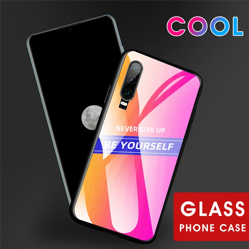 For Huawei P20 P30 Lite Pro Luxury Cool Hybrid Gradient Tempered Glass Phone Case Skin P Smart Z 2019 |