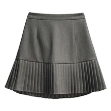 Размера плюс женские плиссированные мини-юбки трапециевидной формы Черные Серые мини-юбки с оборками осенние корейские школьные Kawaii XXXL 4XL женские юбки