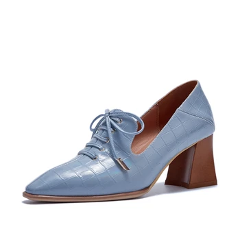 

Spring real leather Women Pumps Fashion High Heels Party Office Shoes Woman Classic Female Comfortable Loafers size 34-42