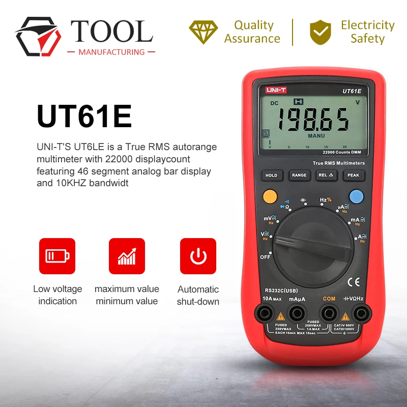 Цифровой мультиметр UT61E 22000 отсчетов истинный Rms цифровой пиковое значение RS232 REL AC