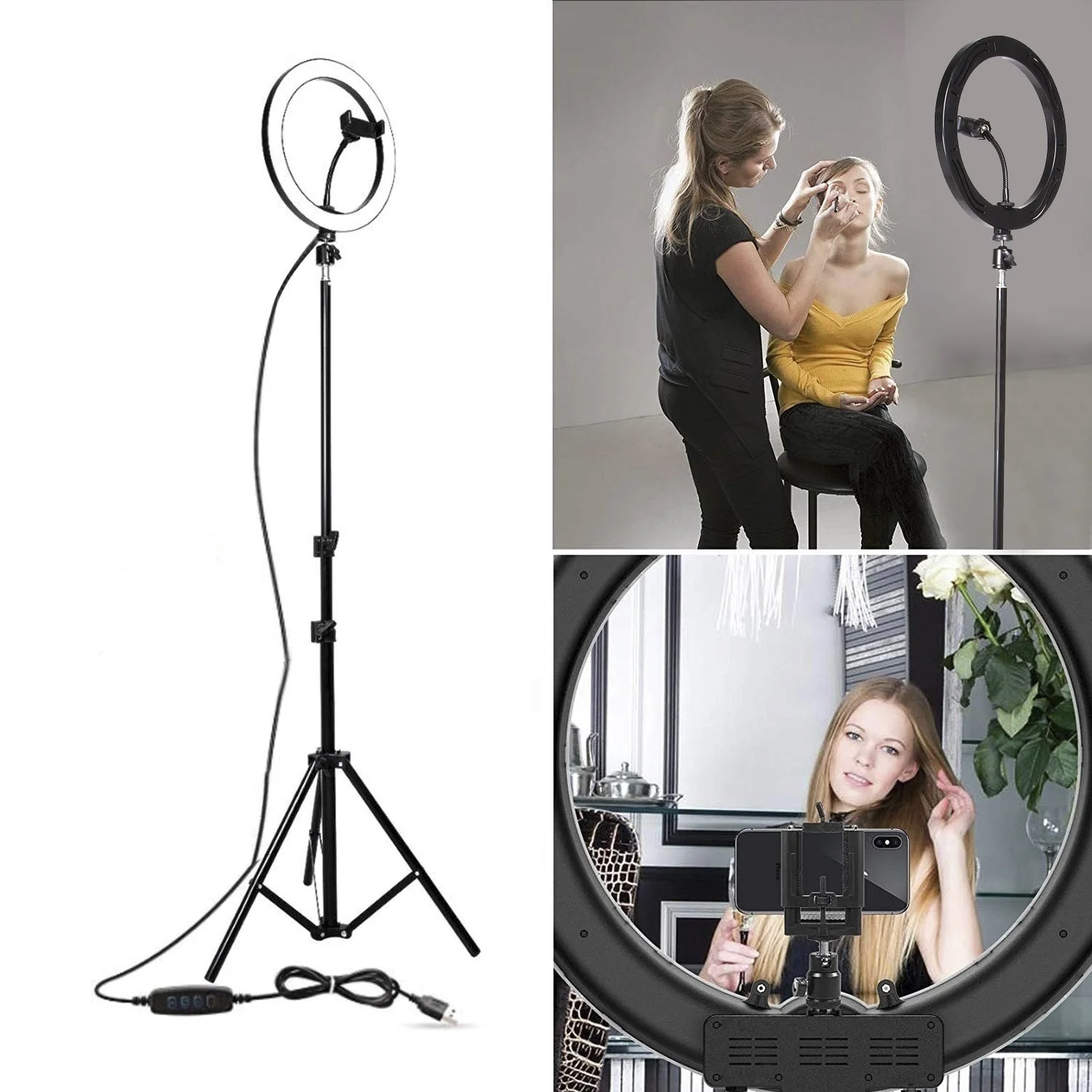 Youtube Videos LED Ring Fill Light 33Cm Dimmable Fill Light with Tripod And 2M Telescopic Support Bar Live And Photo Shoots,Pink for Makeup