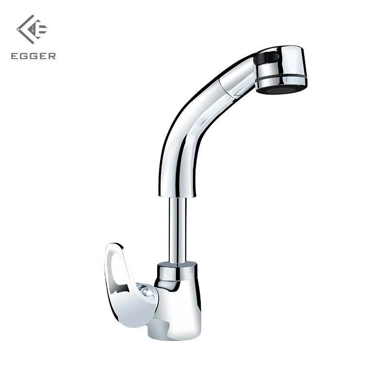 

EGGER Bathroom Basin Pull Rotating Faucet Pull Up Hot Cold Water Mixing Telescopic Faucet Copper Plating Ceramic Spool Faucet