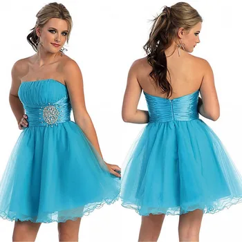 

vestido de noiva robe de soiree Malibu Blue Short Party Short Prom gown with Beading Free Shipping 2018 Bridesmaid Dresses