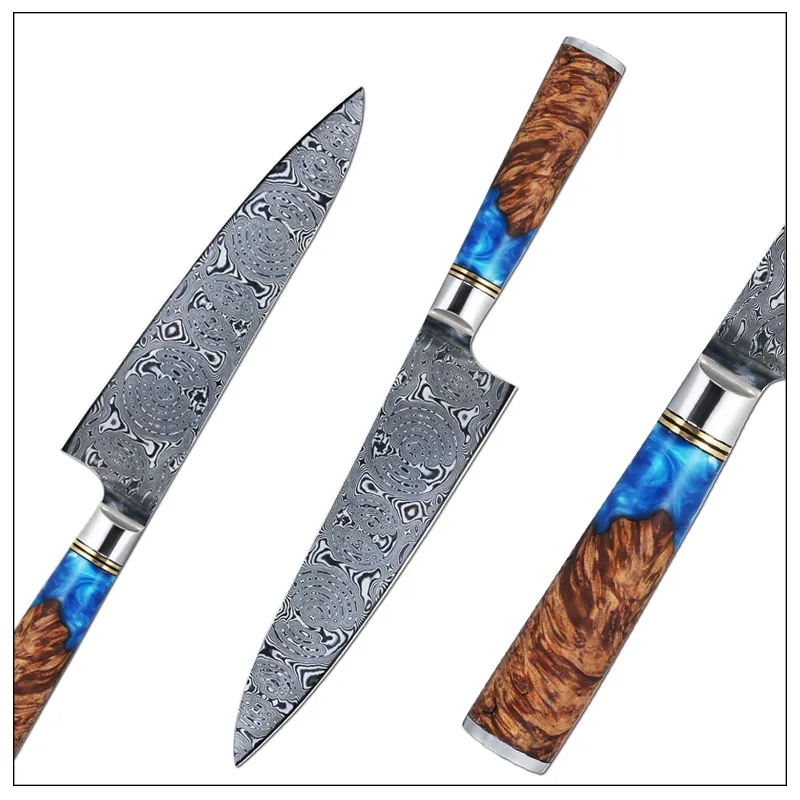 FANGZUO Chef's Nakiri нож 67 слоев японская Дамасская сталь дамасский шеф-нож 8 дюймов