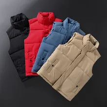 Aliexpress - Men ‘s Vest 2020 Winter New Youth Pure Color Thickened Sleeveless Down Cotton -Padded Vest