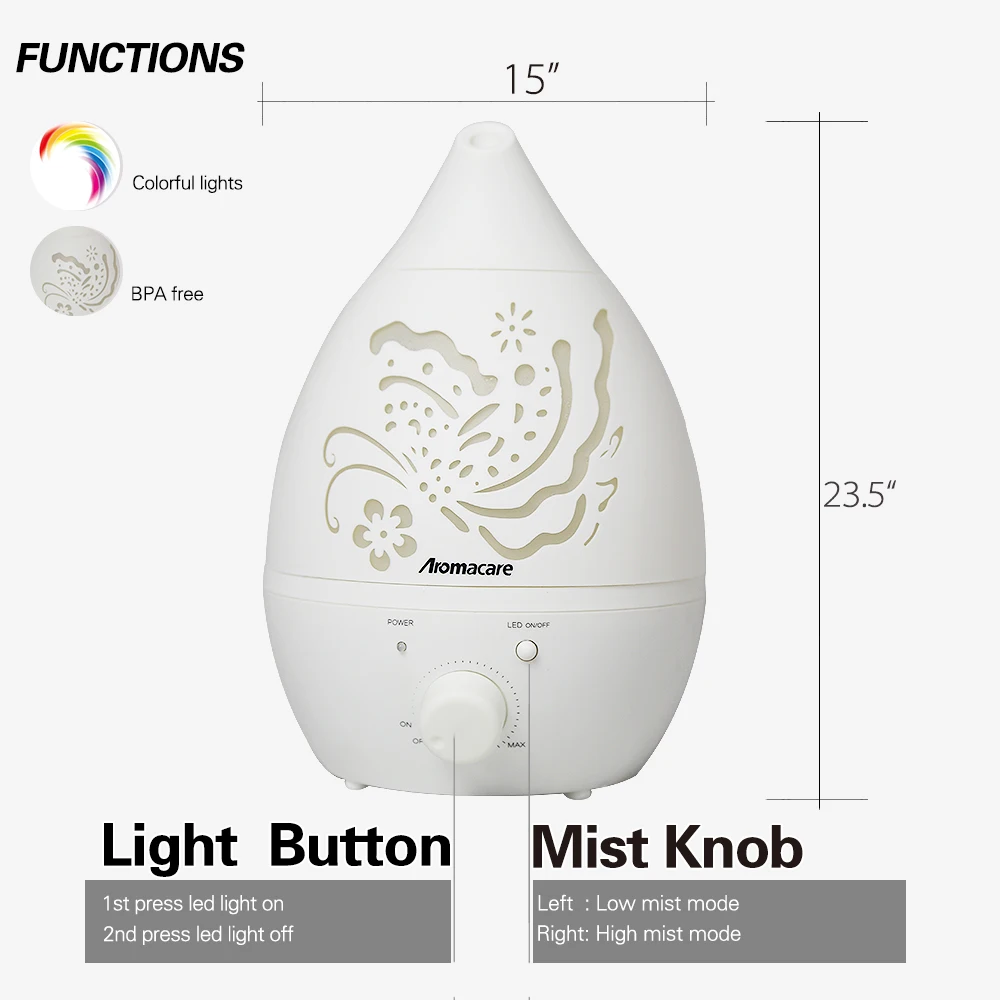 Aromacare Diffusers for Essential Oils Large Room 1300mL Ultrasonic