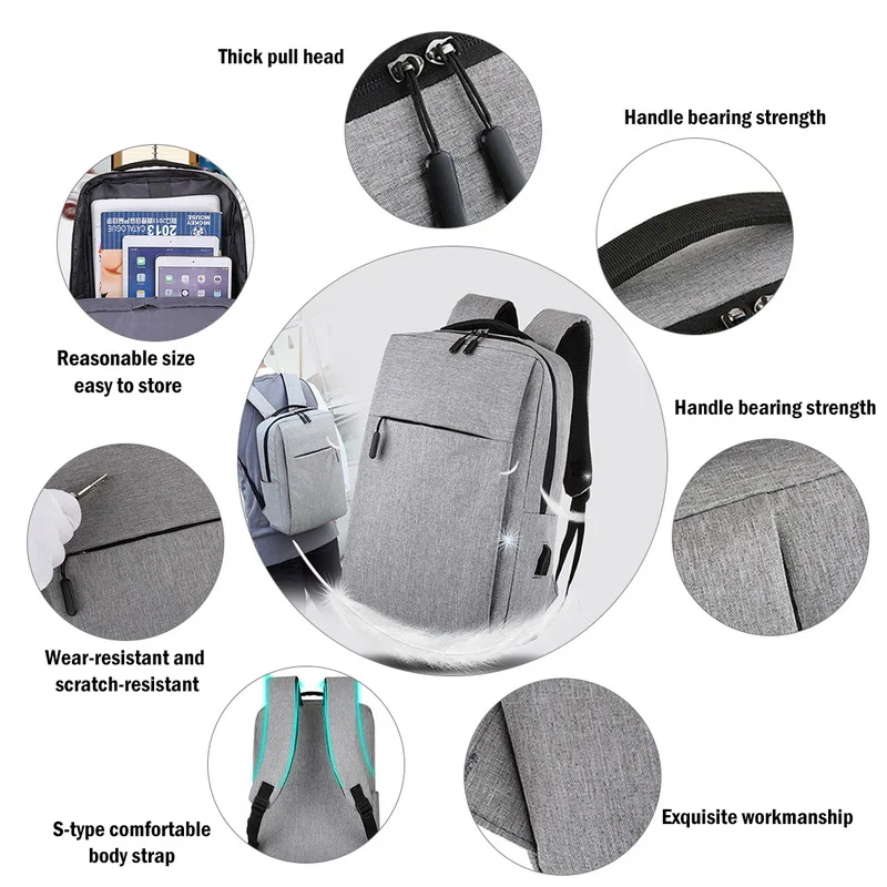2020 New 15.6 inch Laptop Usb Backpack School Bag Rucksack Anti Theft Men Backbag Travel Daypacks Male Leisure Backpack Mochila