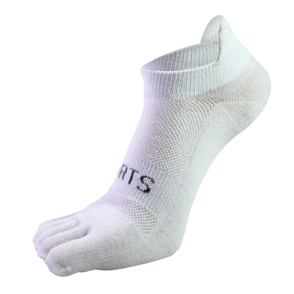 5 Носок, мужские носки, Йога, Нескользящие, пять пальцев, силиконовые для фитнеса, спортивные носки, для бега, велоспорта, хлопковые носки, носки для пилатеса - Цвет: white