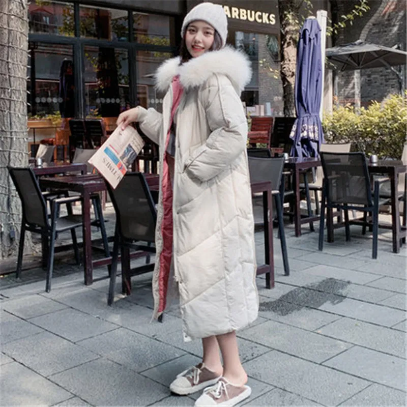#*Cheap 2019 New Cotton Padded Clothes Female Winter Coat Women Long Hooded Fur Collar Parka Thickened Warm Down Jacket Overcoats N1020