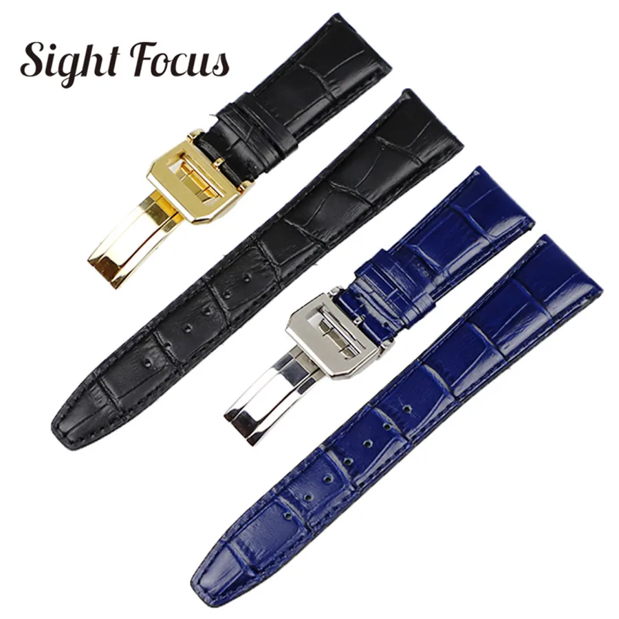 20mm 22mm Men Blue Watch Band for IWC Calf Leather Watch Strap