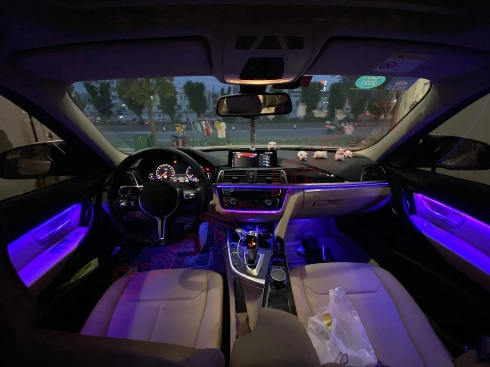 Tira de luces LED para interior coche, barra de luz con Control de botón