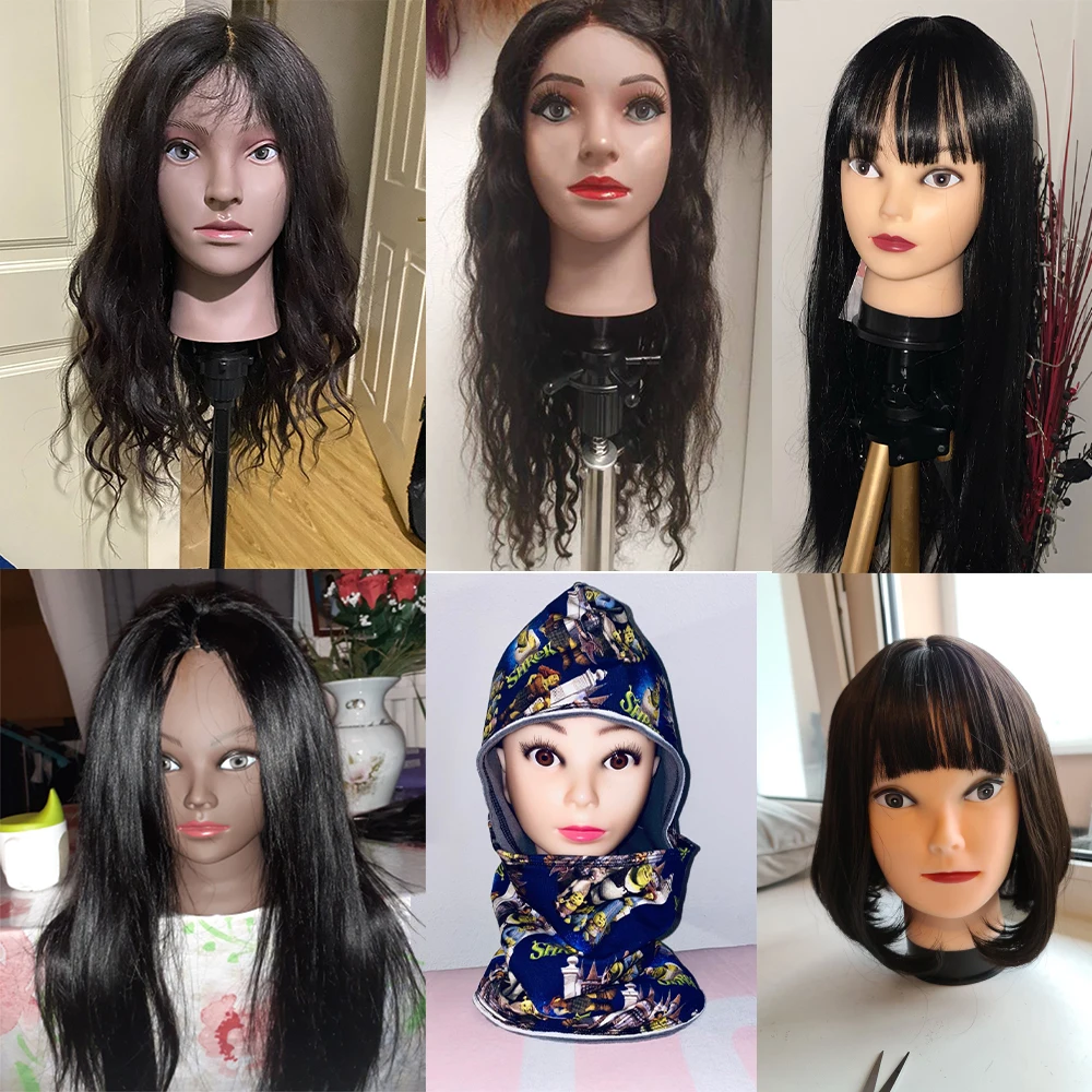 Female Bald Mannequin Head With Stand Cosmetology Practice African Training Manikin Head With Wig Stand Tipod For Mannequin Wigs