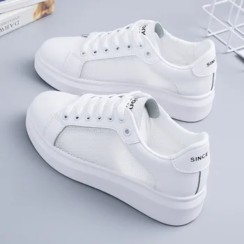 

SWYIVY Mesh Breathable White Shoes Woman Summer Sneakers Platform 2020 New Female Casual Wedges Shoes Sneakers For Woman White