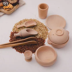 Let's Make – ensemble de jouets Montessori en bois de hêtre pour enfants, accessoires de table de cuisine, jouet pour améliorer les capacités cognitives des bébés 