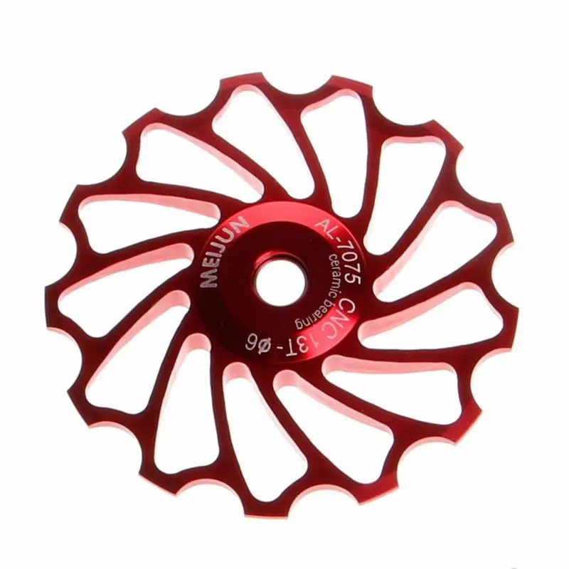 1 шт. 13 т MTB керамический подшипник опорный ролик шкив дорожный велосипед задний переключатель передач велосипедный подшипник из нержавеющей стали прочный велосипед 6 - Цвет: Red