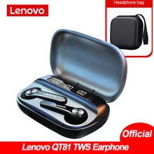 Original lenovo qt81 tws sem fio fone de ouvido bluetooth 5.0 profundo baixo controle toque ipx4 à prova dwaterproof água longa bateria redução ruído