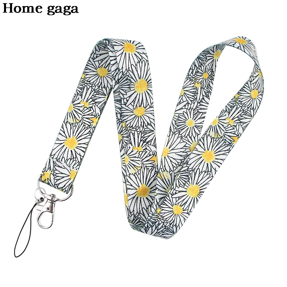 

D3314 Homegaga Flower Ribbon Lanyard For Keychain ID Card Pass Badge Holder Hanging Rope Lariat Cell Phone Neck Strap