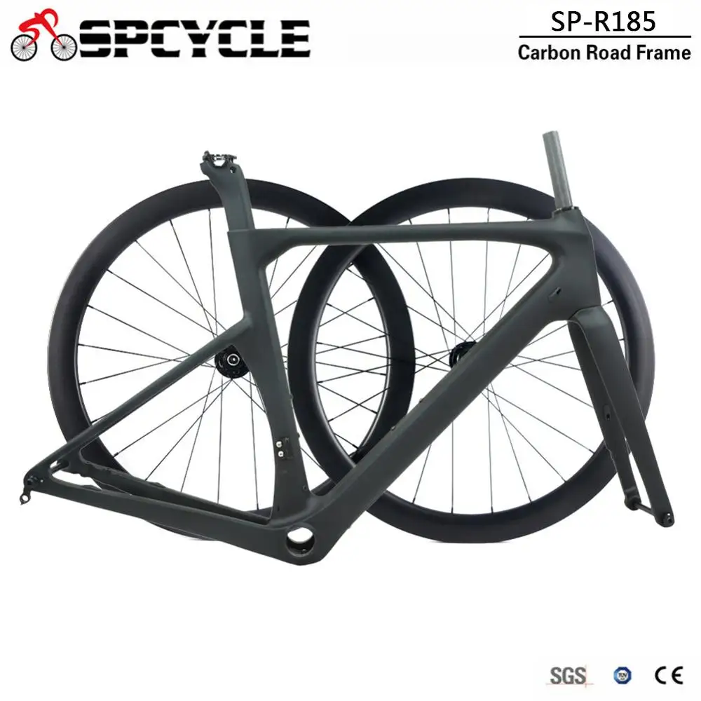 Spcycle 700* 28C углеродный руль дисковый тормоз шоссейные велосипеды комплект и колесная через мост передний 100*12 мм зеркало заднего вида 142*12 мм Размеры 50/53/56/59 см