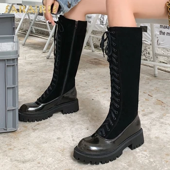 

Sarairis 2020 Fashion Genuine Leather Sheep Shiny Knight Boots Women Shoes Skidproof Comfy Street Cool INS Hot Shoes Ladies