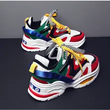 Размеры 35-44; женские модные повседневные кроссовки на толстой подошве со шнуровкой на платформе; высококачественные кроссовки для влюбленных; LH-18